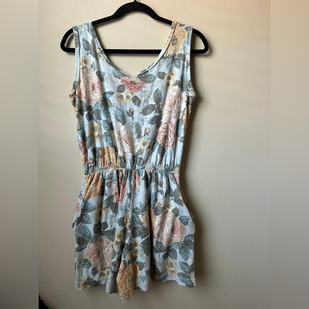 Vintage Womens Floral Romper With Pockets Size Small/4 boho hippie earthy